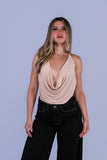 Top Drapeado Velvet Beige