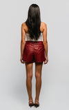 Falda Short Cuerina Burgundy