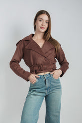 Chaqueta Mini Trench Suede Chocolate