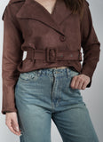 Chaqueta Mini Trench Suede Chocolate
