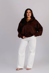 Chaqueta Bomber Suede Chocolate