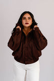 Chaqueta Bomber Suede Chocolate