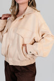 Chaqueta Bomber Suede Vainilla
