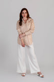 Camisa Oversized Popelina Beige Rayas