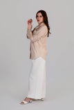 Camisa Oversized Popelina Beige Rayas
