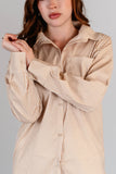 Camisa Oversized Popelina Beige Rayas