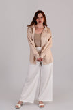 Camisa Oversized Popelina Beige Rayas