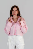 Camisa Cropped Popelina Rosada