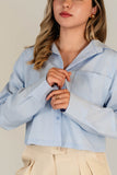 Camisa Cropped Popelina Celeste