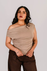 Top Viscosa Off Shoulder Beige