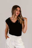 Top Viscosa Off shoulder Negro