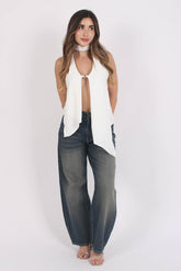 Top Sensual Seda Blanco