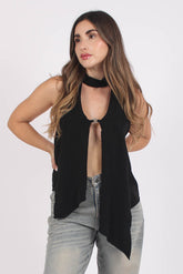 Top Sensual Seda Negro