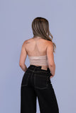 Top Drapeado Velvet Beige