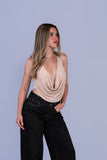 Top Drapeado Velvet Beige