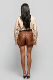 Falda Short Cuerina Caramel Macchiato