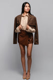 Falda Short Cuerina Caramel Macchiato