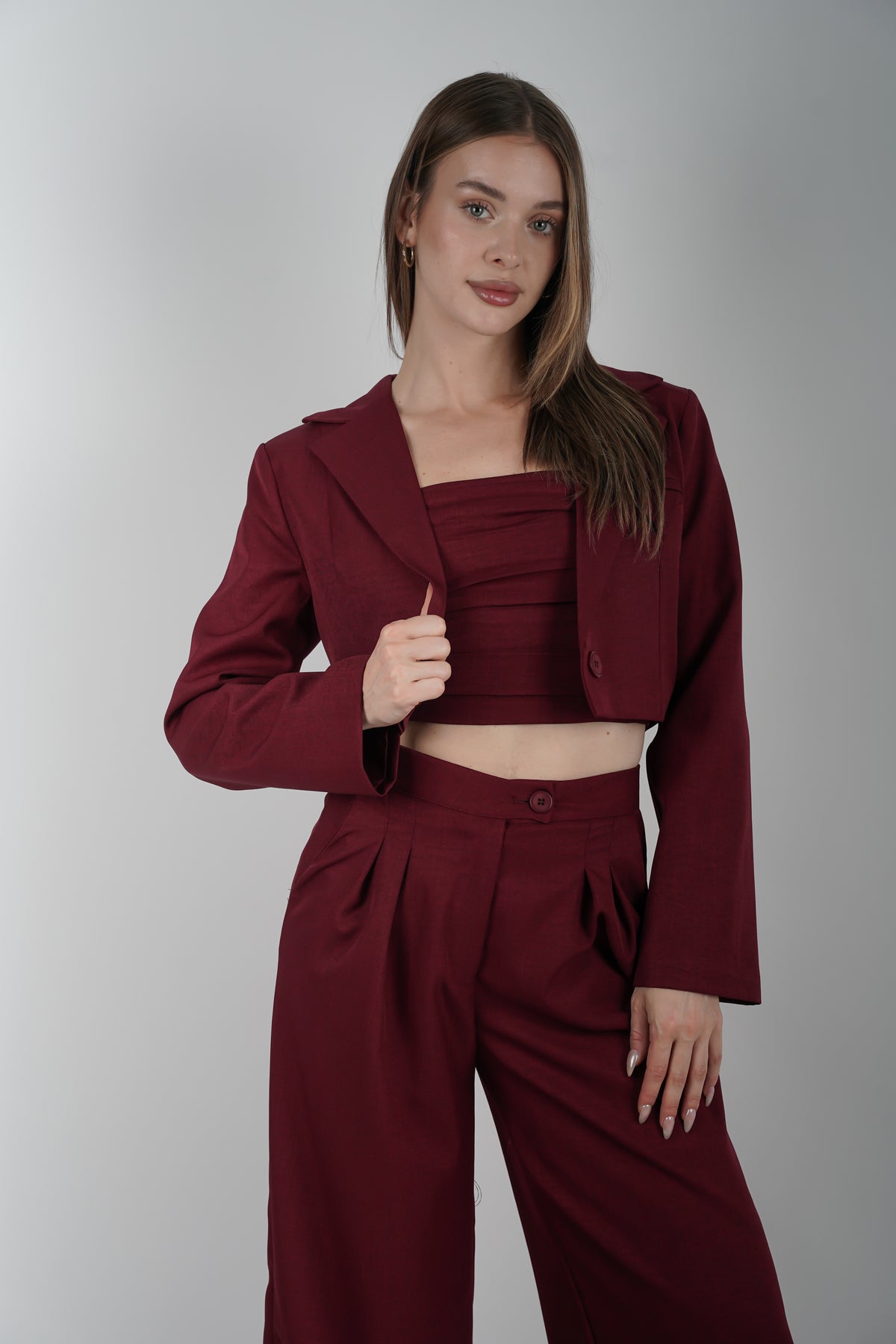 Blazer Cropped Tulum Burgundy