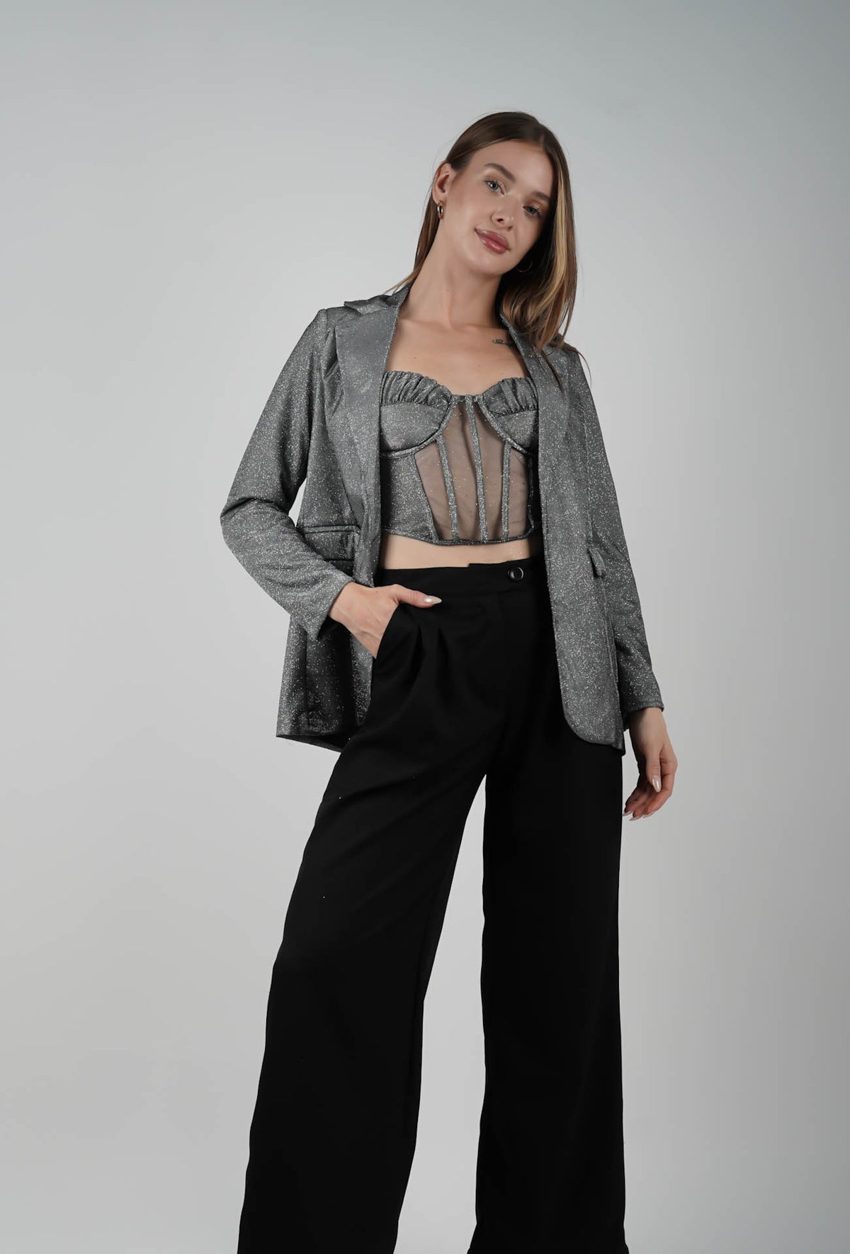 Blazer Stardust Plateado Brillo