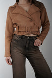 Chaqueta Mini Trench Suede Camel
