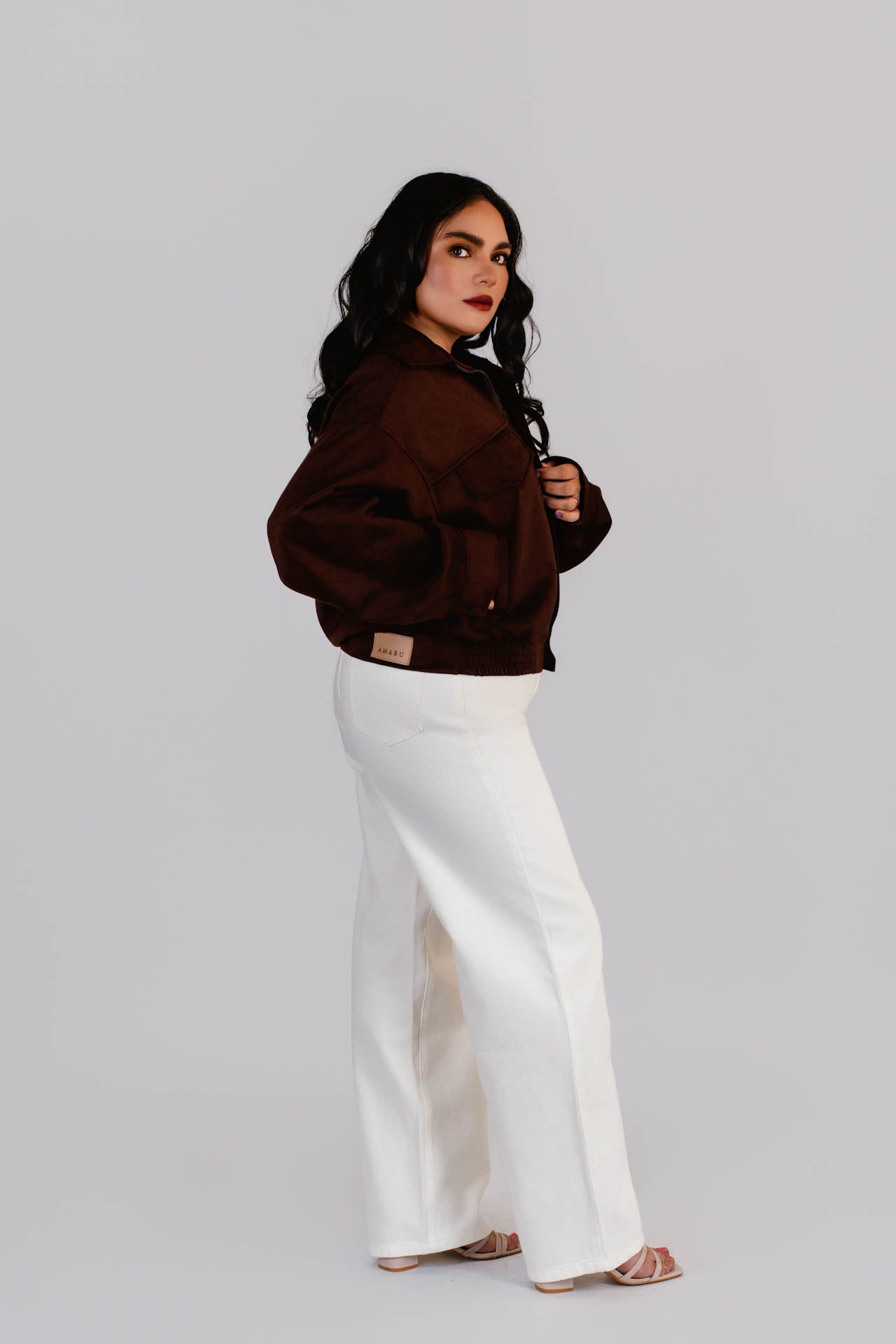 Chaqueta Bomber Suede Chocolate