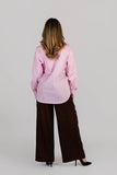 Camisa Oversized Popelina Rosada Rayas