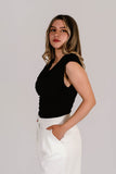 Top Viscosa Off shoulder Negro