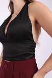 Top Glow Satin Negro