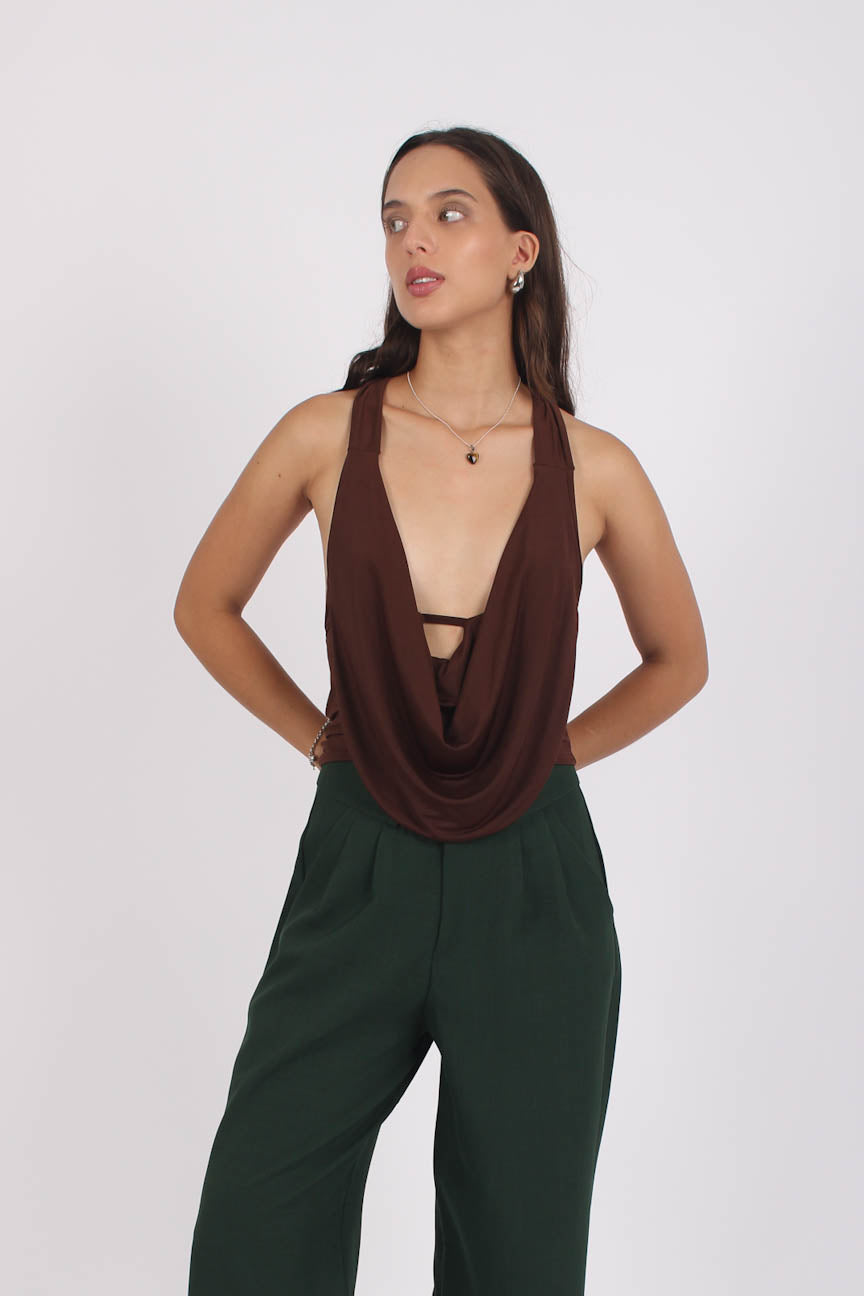 Top Drapeado Velvet Chocolate