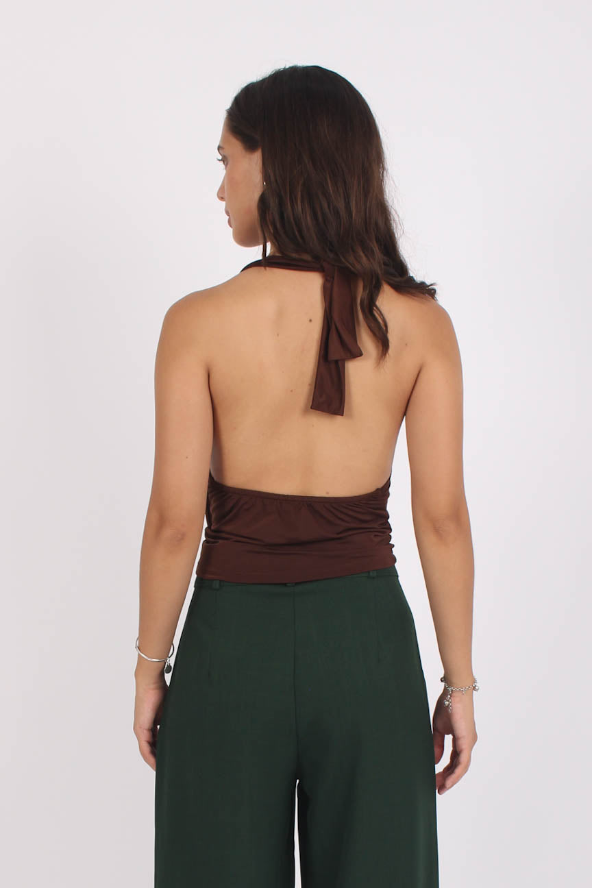 Top Drapeado Velvet Chocolate