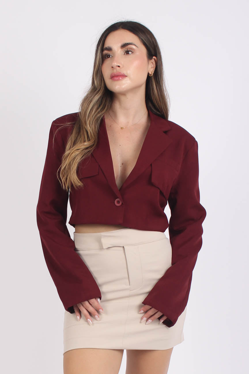 Blazer Cropped Vogue Burgundy