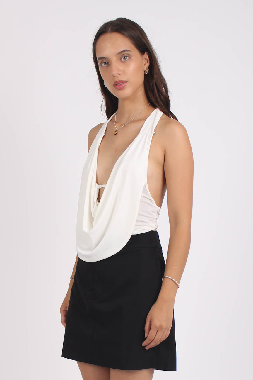 Top Drapeado Velvet Blanco