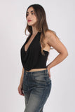 Top Drapeado Velvet Negro