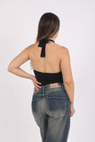 Top Drapeado Velvet Negro