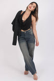 Top Drapeado Velvet Negro