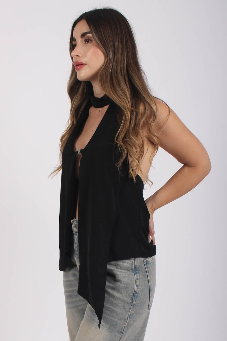 Top Sensual Seda Negro