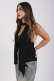 Top Sensual Seda Negro